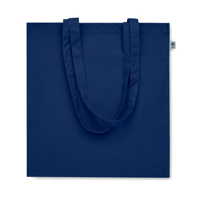 Einkaufstasche aus Organic Cotton mit langen Tragegriffen und Bodenfalz. 220 g/m².