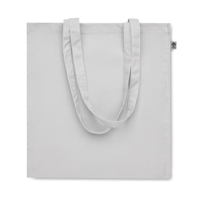 Einkaufstasche aus Organic Cotton mit langen Tragegriffen und Bodenfalz. 220 g/m².