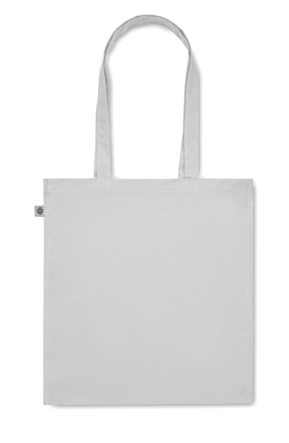 Einkaufstasche aus Organic Cotton mit langen Tragegriffen und Bodenfalz. 220 g/m².