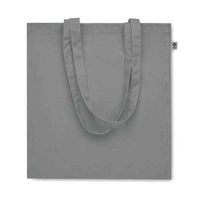 Einkaufstasche aus Organic Cotton mit langen Tragegriffen und Bodenfalz. 220 g/m².