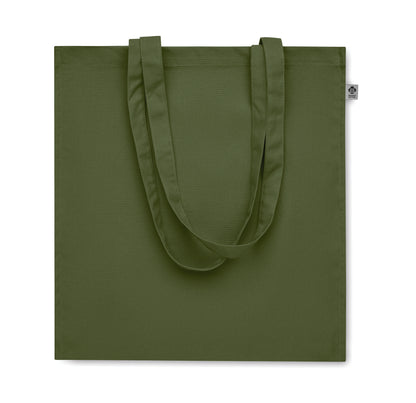 Einkaufstasche aus Organic Cotton mit langen Tragegriffen und Bodenfalz. 220 g/m².