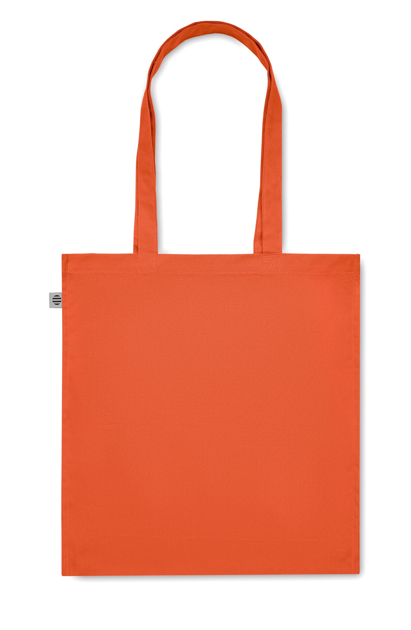 Einkaufstasche aus Organic Cotton mit langen Tragegriffen und Bodenfalz. 220 g/m².