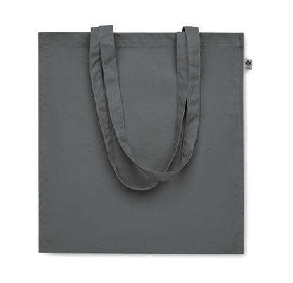 Einkaufstasche aus Organic Cotton mit langen Tragegriffen und Bodenfalz. 220 g/m².