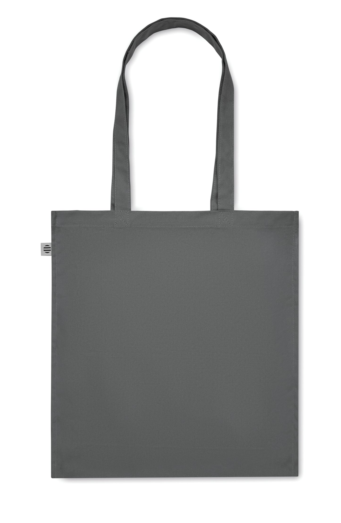 Einkaufstasche aus Organic Cotton mit langen Tragegriffen und Bodenfalz. 220 g/m².