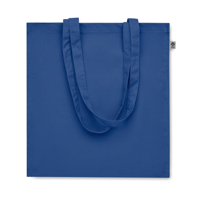 Einkaufstasche aus Organic Cotton mit langen Tragegriffen und Bodenfalz. 220 g/m².