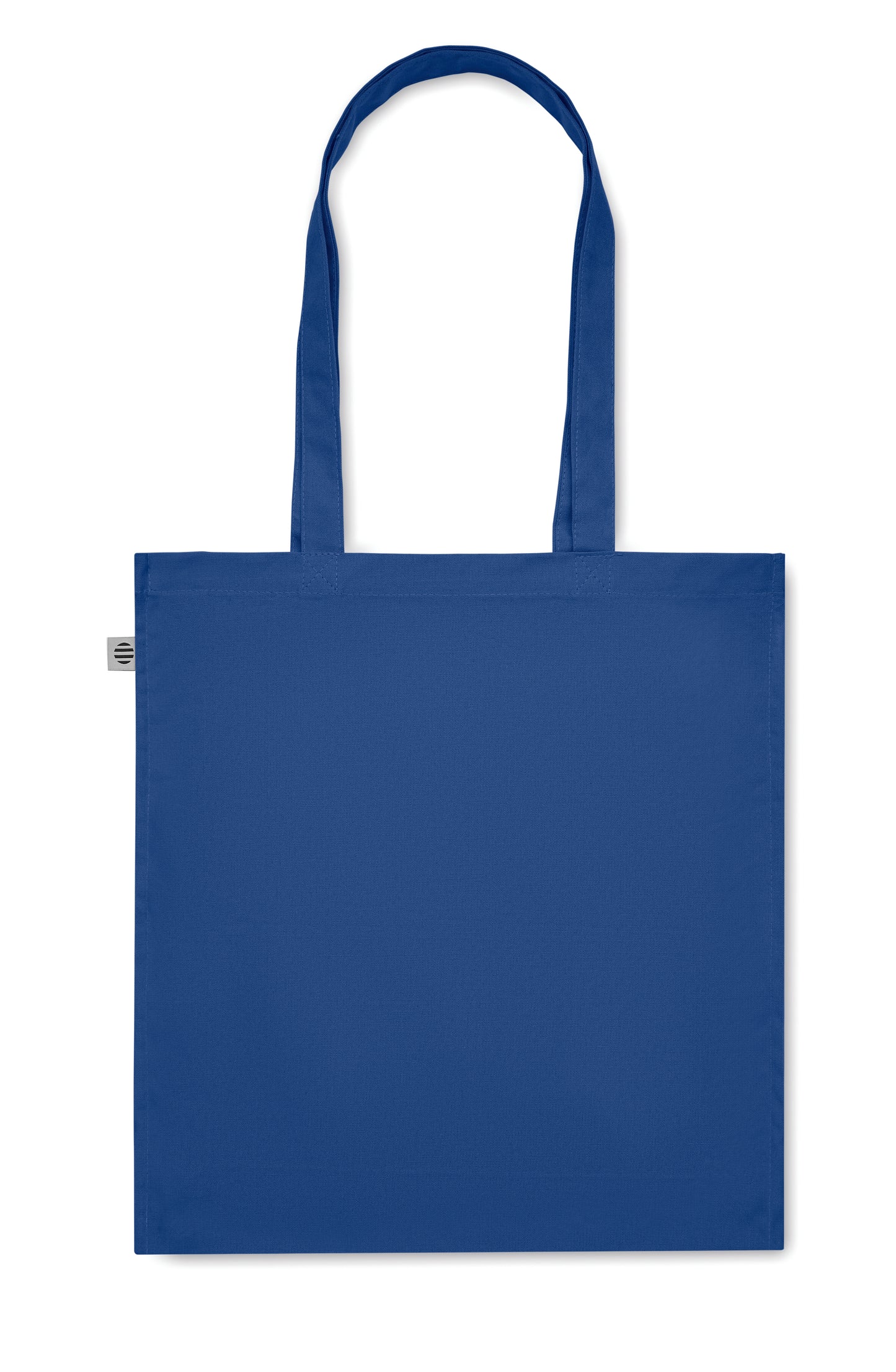 Einkaufstasche aus Organic Cotton mit langen Tragegriffen und Bodenfalz. 220 g/m².