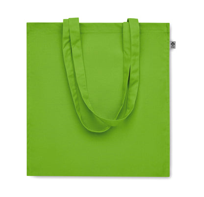 Einkaufstasche aus Organic Cotton mit langen Tragegriffen und Bodenfalz. 220 g/m².