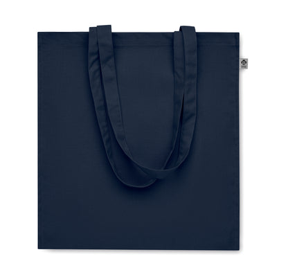 Einkaufstasche aus Organic Cotton mit langen Tragegriffen und Bodenfalz. 220 g/m².