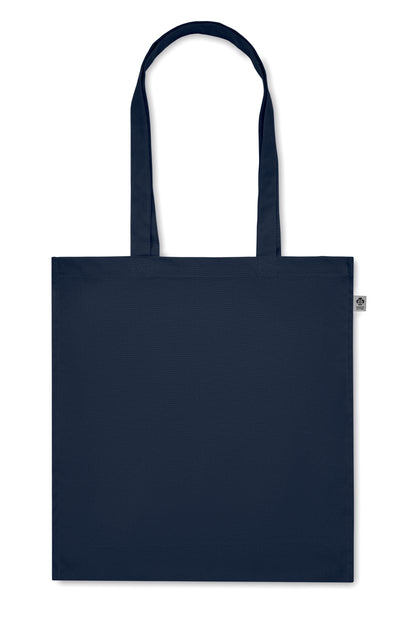 Einkaufstasche aus Organic Cotton mit langen Tragegriffen und Bodenfalz. 220 g/m².
