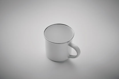 Emaillierter Metall-Becher im Vintage-Look. Spezielle Beschichtung für Sublimationsdruck. Füllmenge: 200 ml.