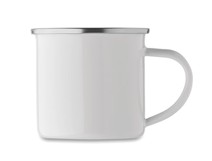 Emaillierter Metall-Becher im Vintage-Look. Spezielle Beschichtung für Sublimationsdruck. Füllmenge: 200 ml.