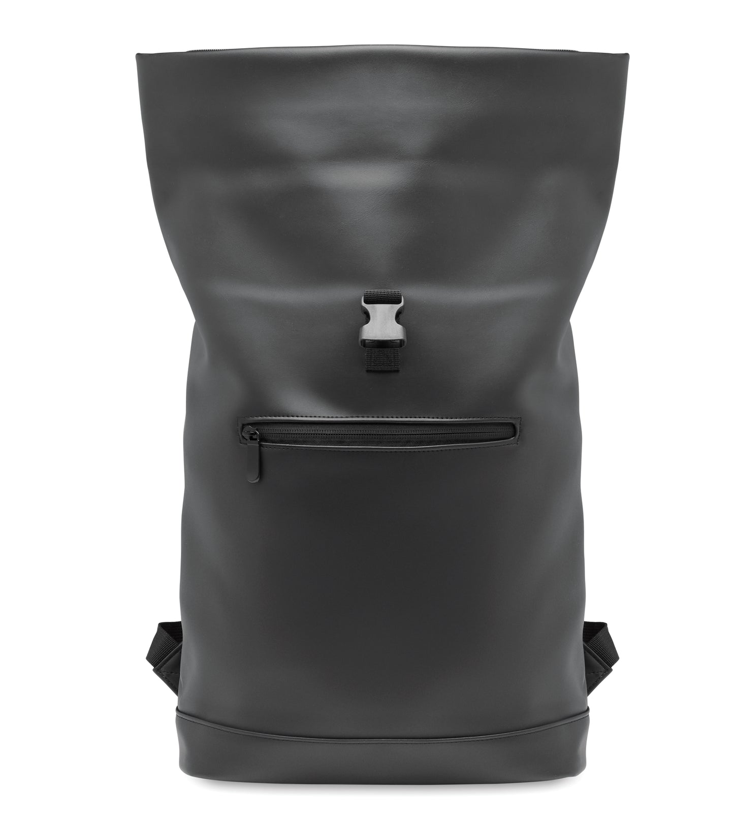 Rucksack mit Rollverschluss aus weichem PU. 15'''' Laptop Fach. Große Fronttasche mit