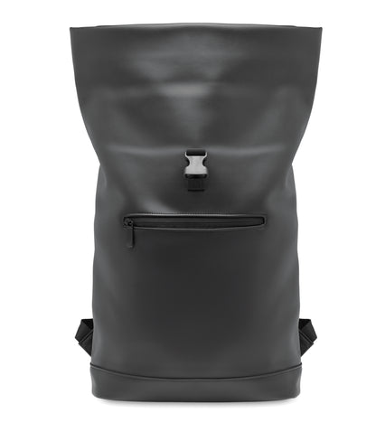 Rucksack mit Rollverschluss aus weichem PU. 15'''' Laptop Fach. Große Fronttasche mit