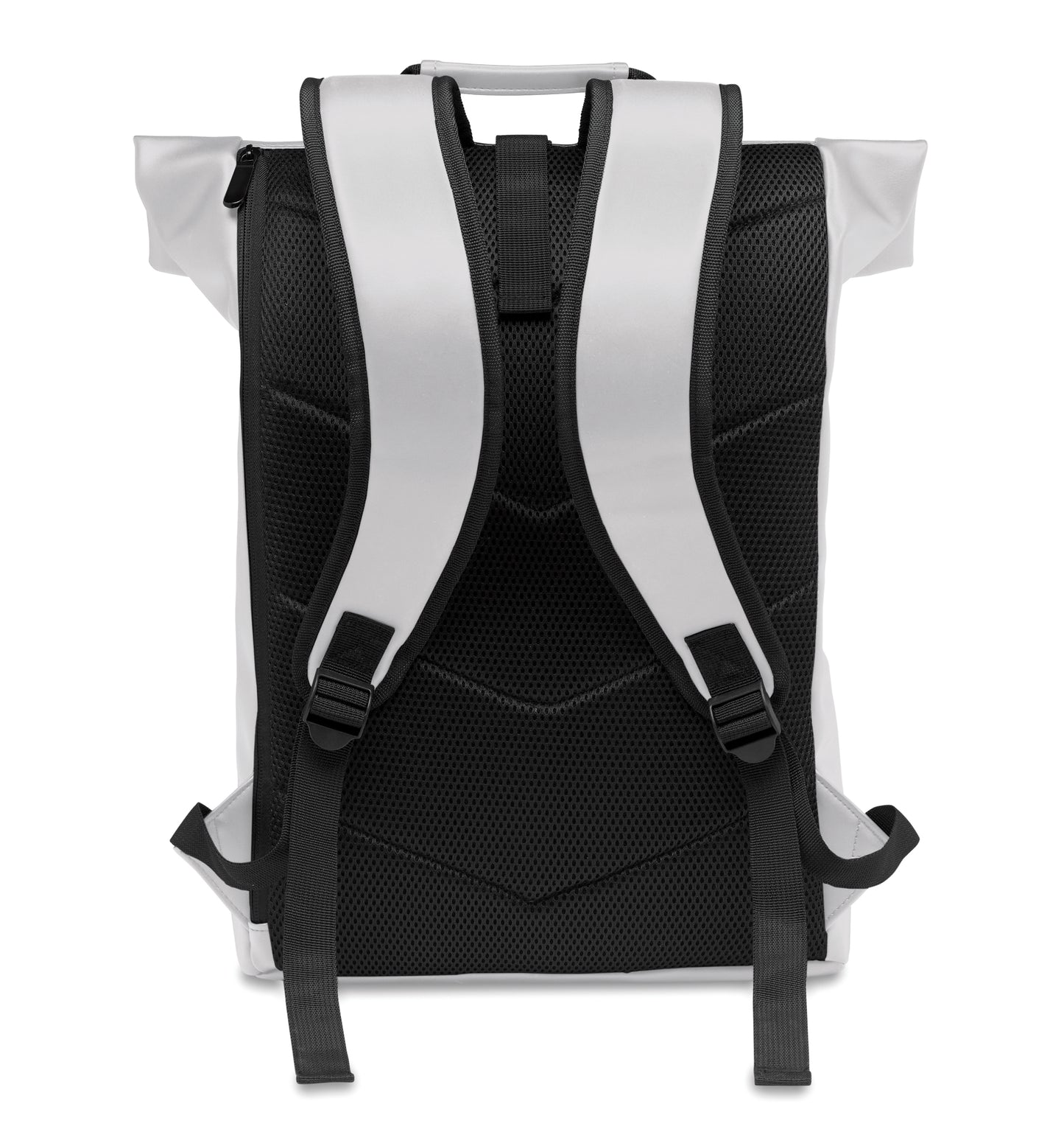 Rucksack mit Rollverschluss aus weichem PU. 15'''' Laptop Fach. Große Fronttasche mit