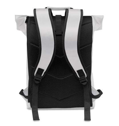 Rucksack mit Rollverschluss aus weichem PU. 15'''' Laptop Fach. Große Fronttasche mit