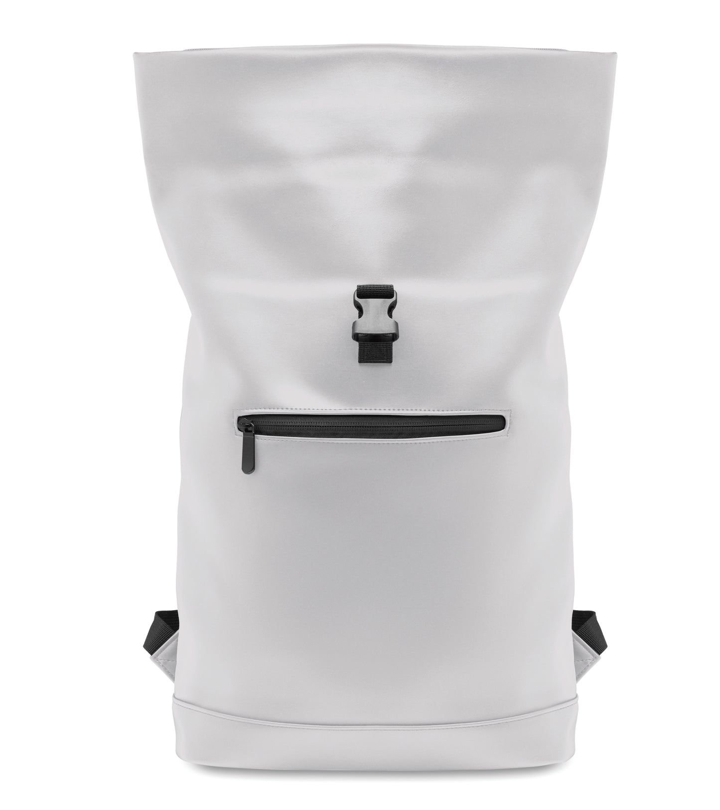 Rucksack mit Rollverschluss aus weichem PU. 15'''' Laptop Fach. Große Fronttasche mit