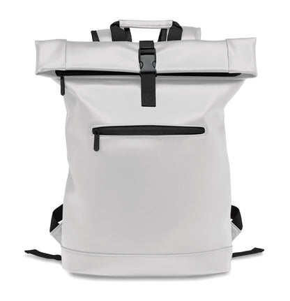 Rucksack mit Rollverschluss aus weichem PU. 15'''' Laptop Fach. Große Fronttasche mit