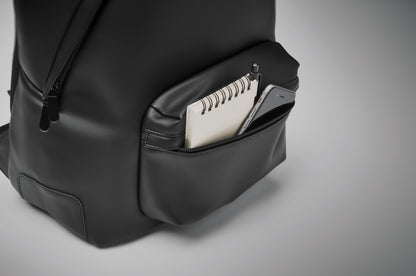 Rucksack aus weichem PU. 15'''' Laptop Fach. Fronttasche mit Reißverschluss. Gepolsterter Rücken