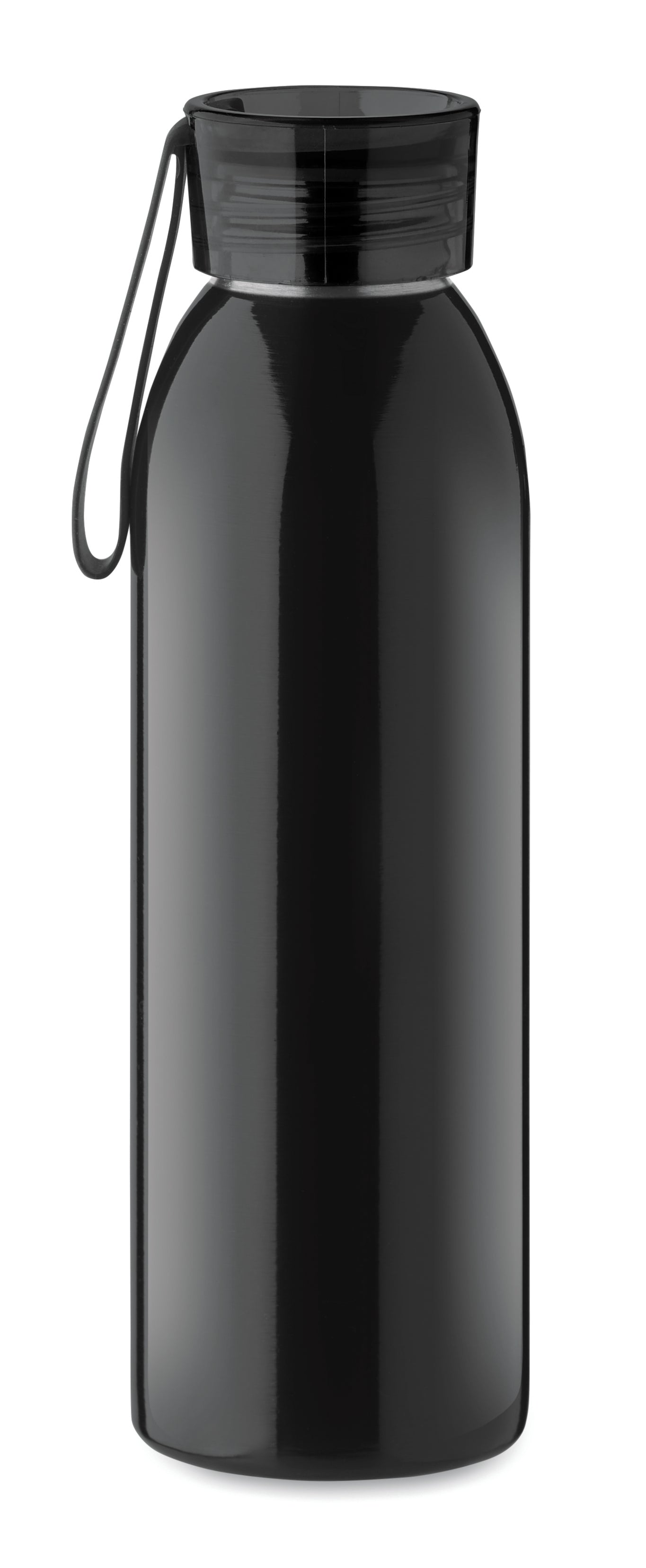 Einwandige Trinkflasche aus Edelstahl mit PP-Deckel und Silikonaufhänger. Füllmenge: 650 ml. Da