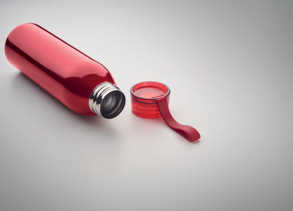 Einwandige Trinkflasche aus Edelstahl mit PP-Deckel und Silikonaufhänger. Füllmenge: 650 ml. Da