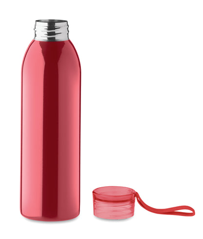 Einwandige Trinkflasche aus Edelstahl mit PP-Deckel und Silikonaufhänger. Füllmenge: 650 ml. Da