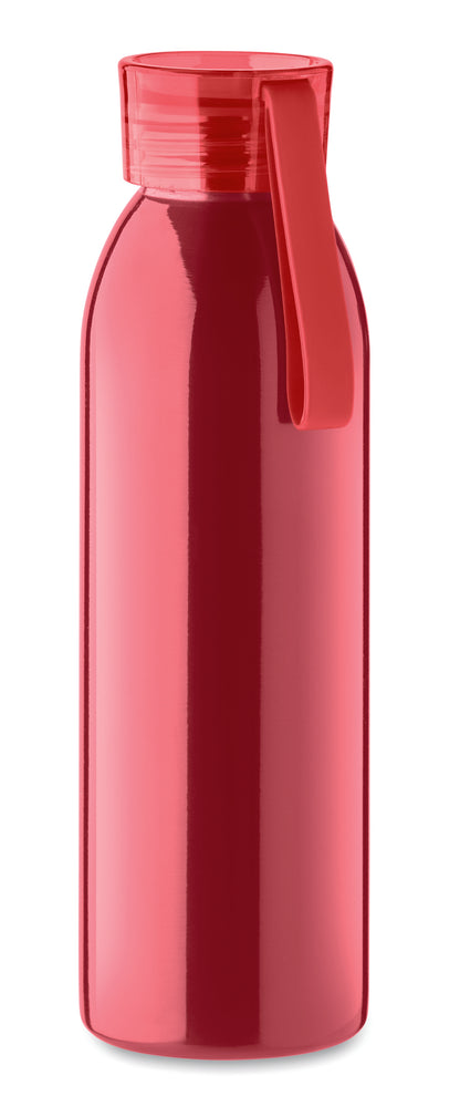 Einwandige Trinkflasche aus Edelstahl mit PP-Deckel und Silikonaufhänger. Füllmenge: 650 ml. Da