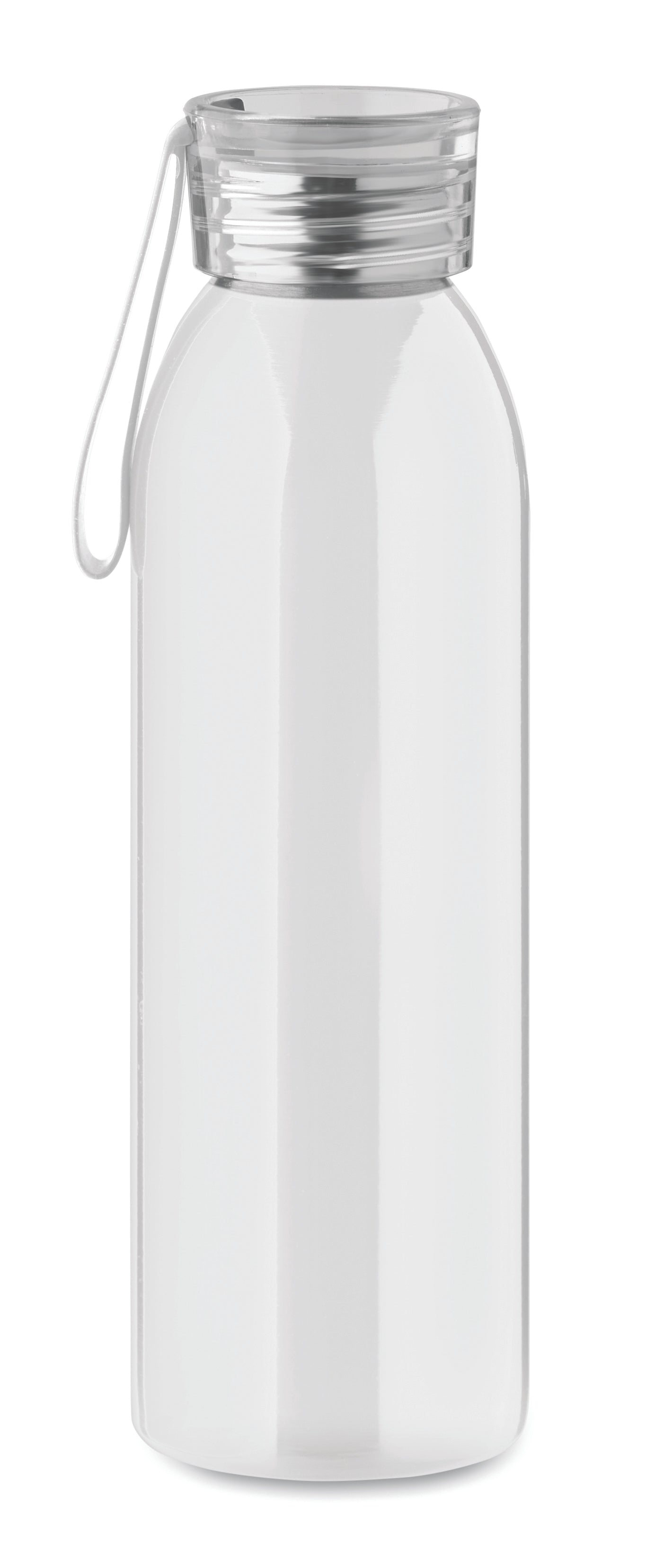 Einwandige Trinkflasche aus Edelstahl mit PP-Deckel und Silikonaufhänger. Füllmenge: 650 ml. Da