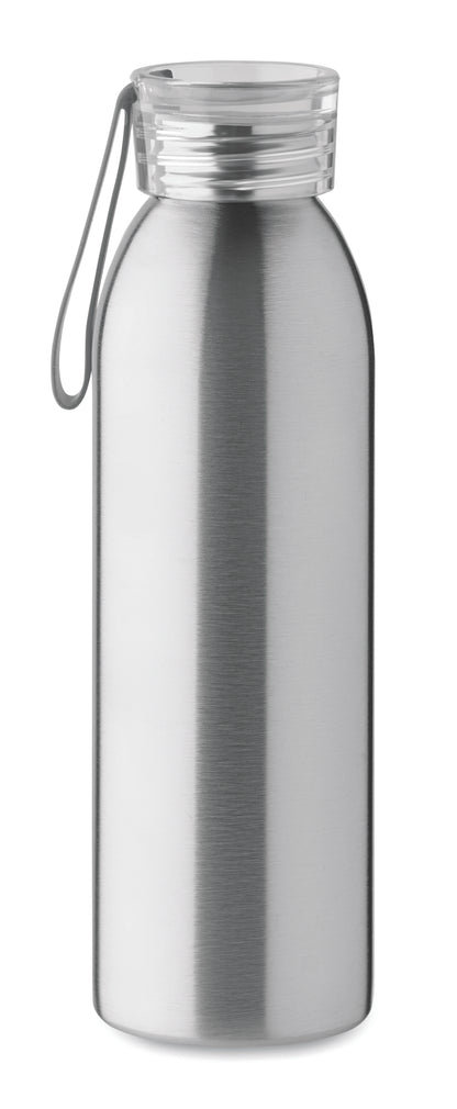 Einwandige Trinkflasche aus Edelstahl mit PP-Deckel und Silikonaufhänger. Füllmenge: 650 ml. Da