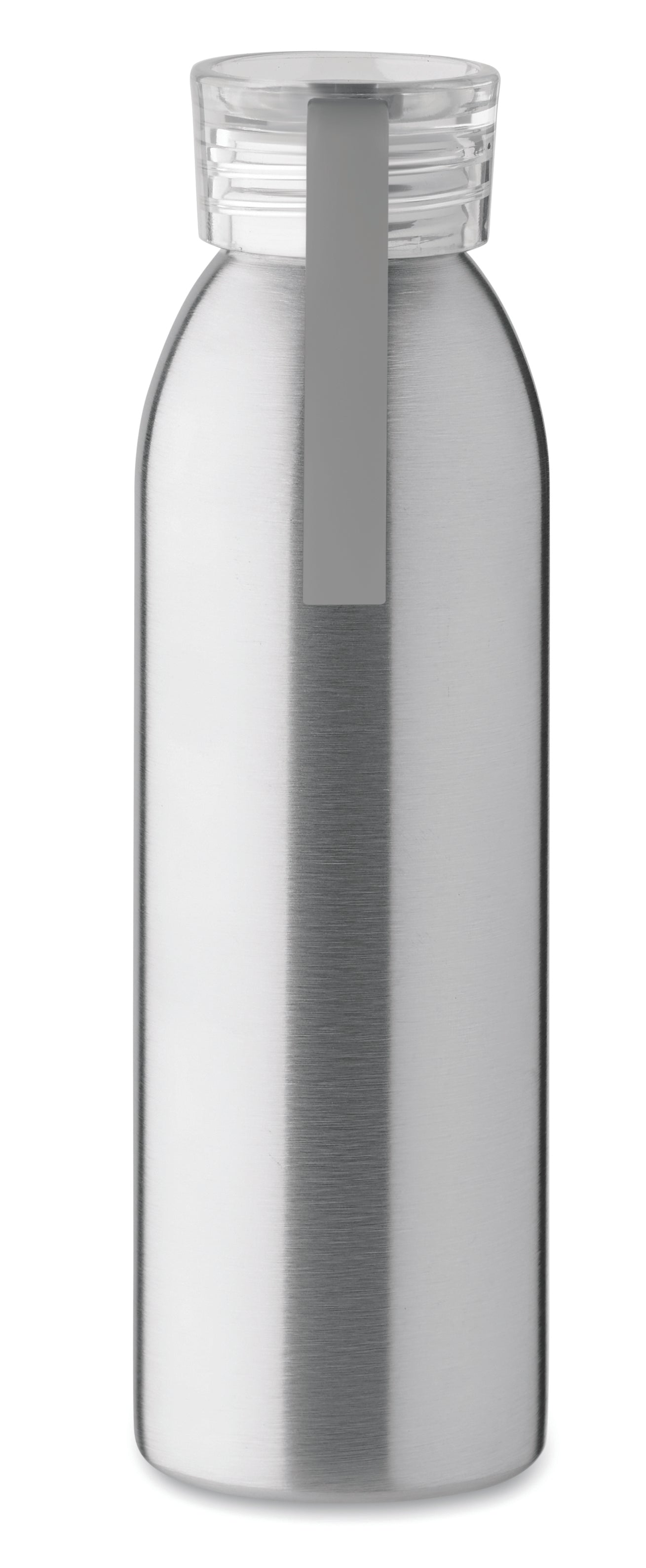 Einwandige Trinkflasche aus Edelstahl mit PP-Deckel und Silikonaufhänger. Füllmenge: 650 ml. Da
