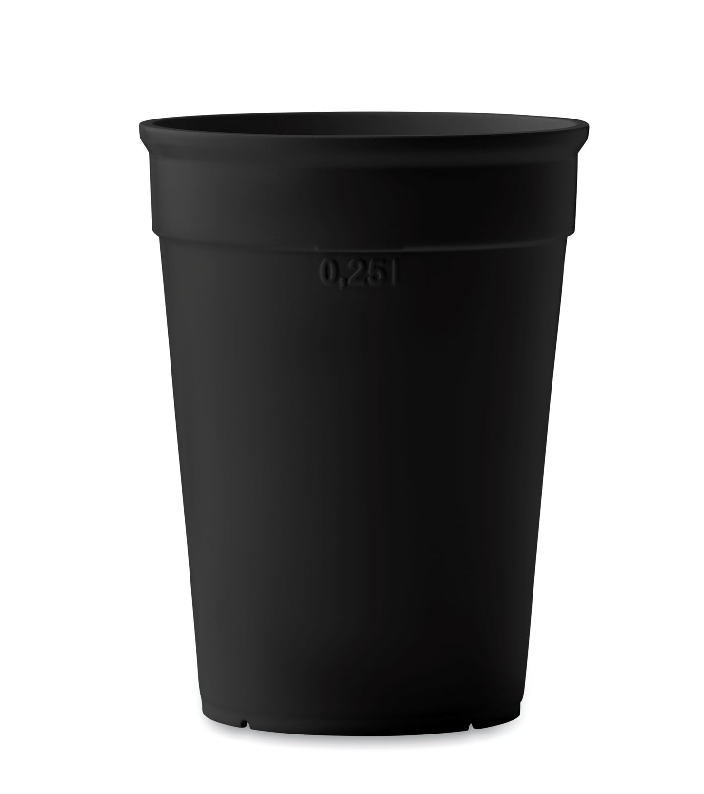 Einwandiger Becher aus PP. Füllmenge: 250 ml. Da der einwandige Becher die