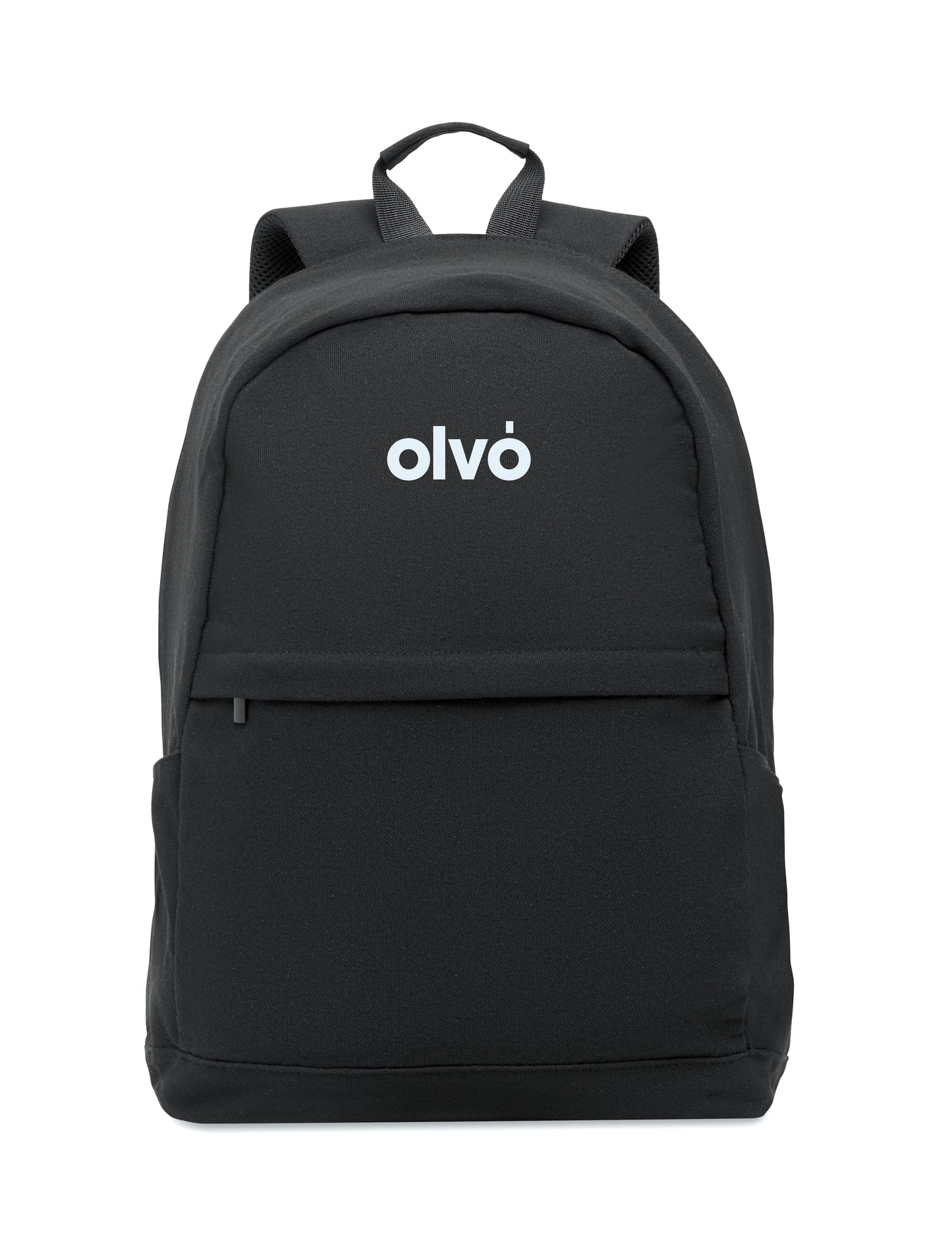 15'''' Laptop-Rucksack aus recycelter Baumwolle (70%) und recyceltem Polyester (30%). Zwei Reißverschlusstaschen.