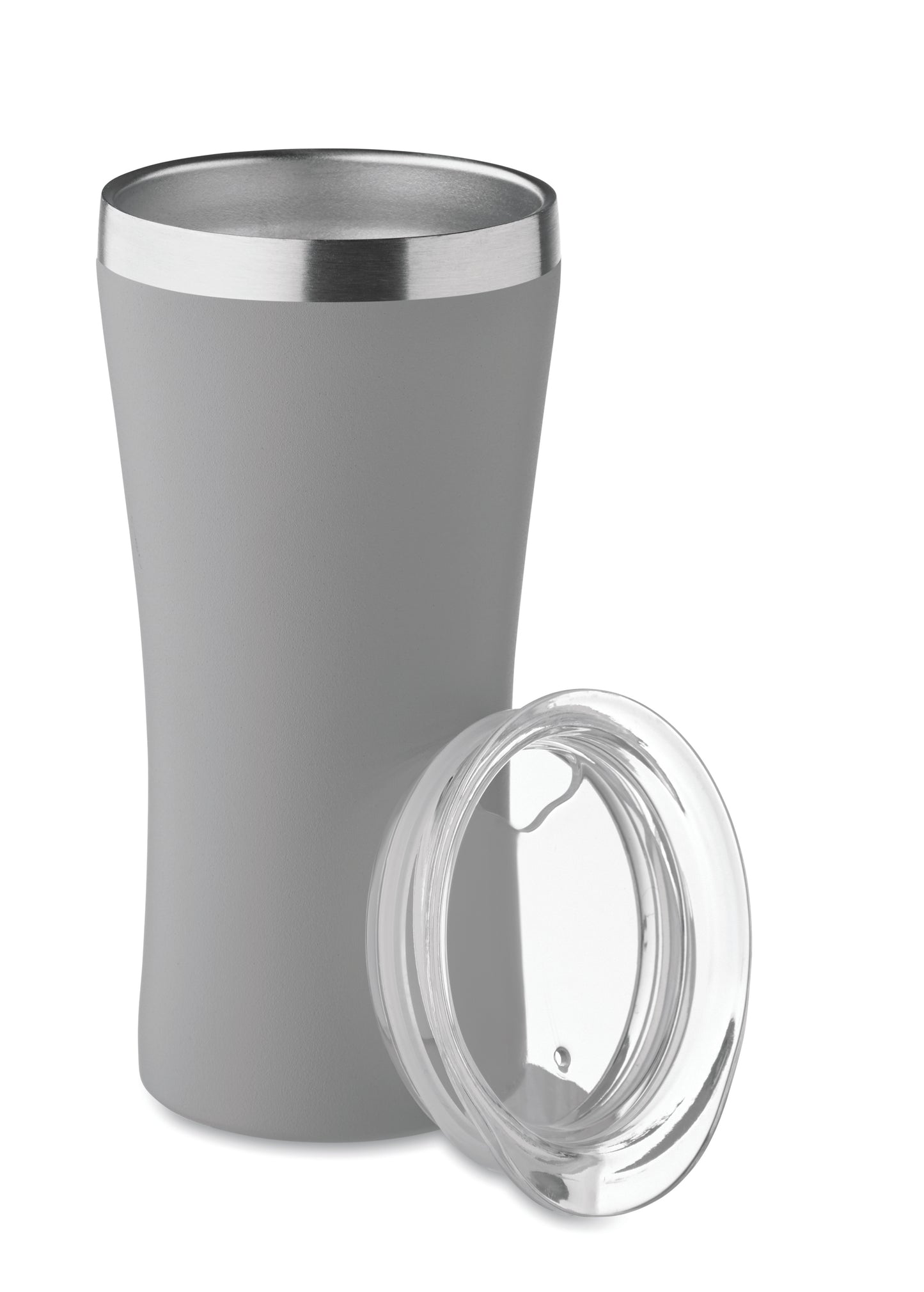 Kleiner doppelwandiger Becher aus recyceltem Edelstahl (90% recycelter Edelstahl und 10% Edelstahl).