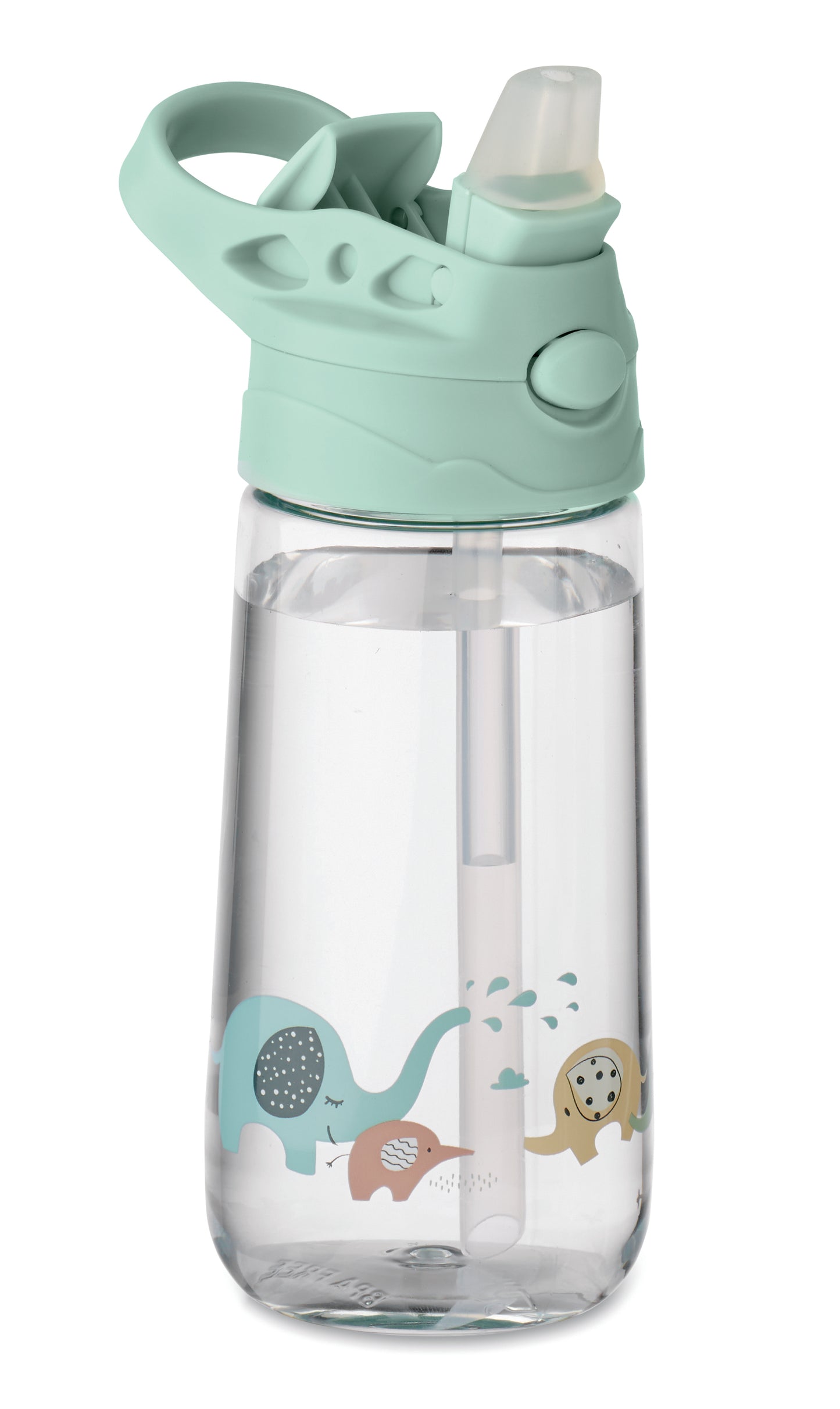 Trinkflasche für Kinder aus Tritan. Deckel mit integriertem Trinkhalm. Auslaufsicher. Füllmenge: 450