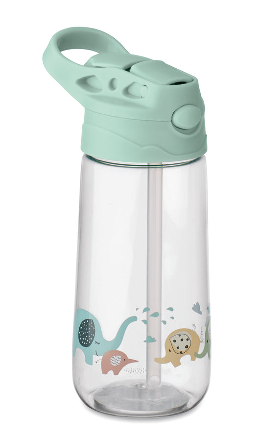 Trinkflasche für Kinder aus Tritan. Deckel mit integriertem Trinkhalm. Auslaufsicher. Füllmenge: 450