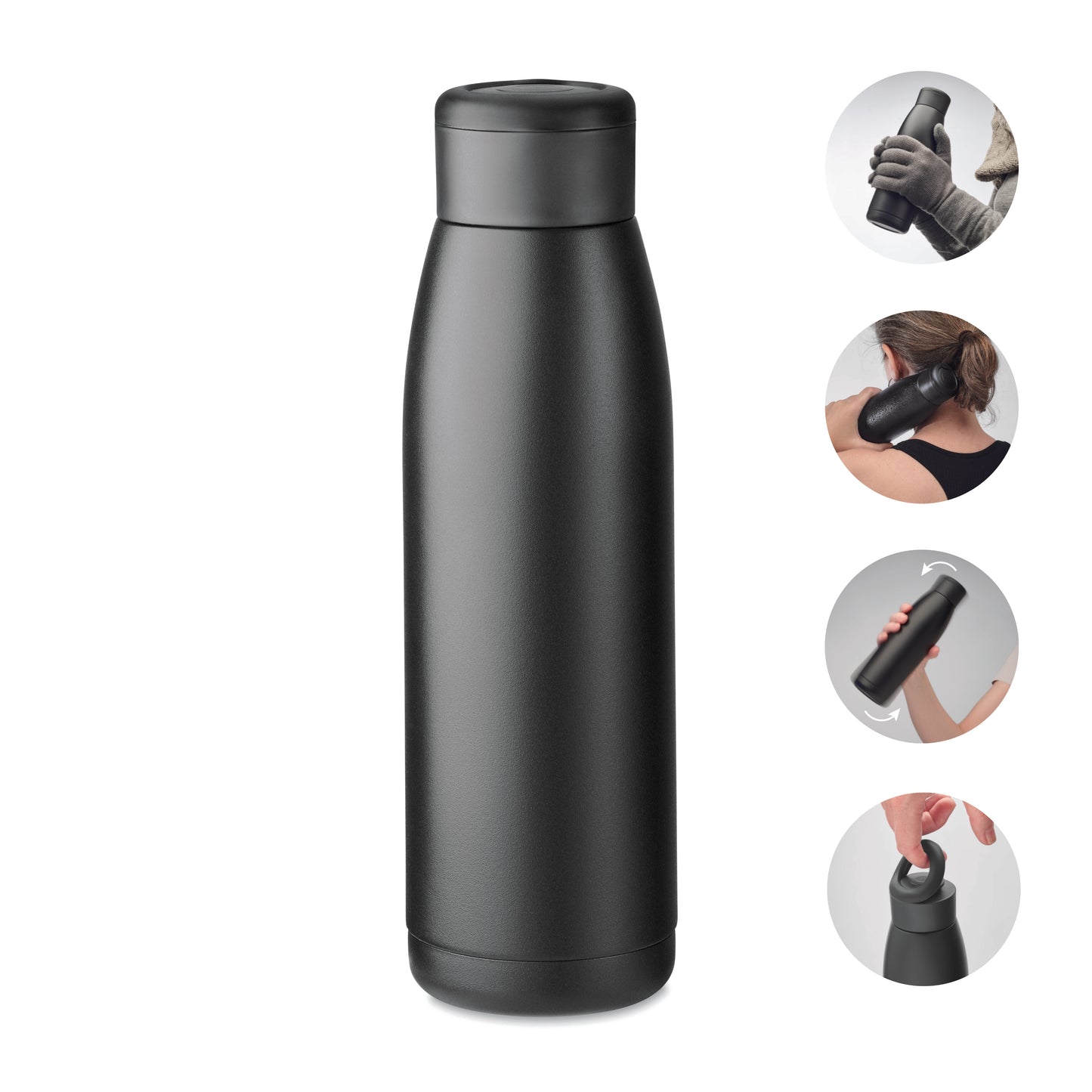 Doppelwandige Flasche aus recyceltem Edelstahl (90 % recycelter Edelstahl und 10 %