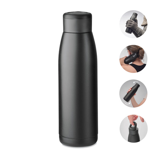 Doppelwandige Flasche aus recyceltem Edelstahl (90 % recycelter Edelstahl und 10 %