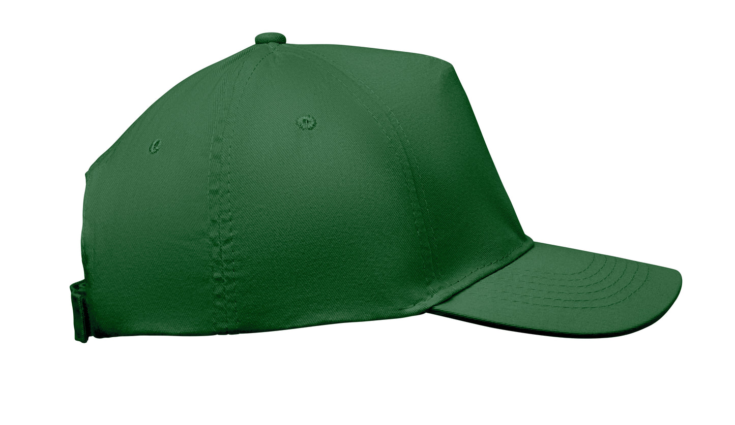 5-Panel-Baseball Cap aus Baumwolltwill 180 g/m² mit verstellbarem Klettverschluss.