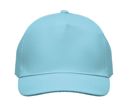 5-Panel-Baseball Cap aus Baumwolltwill 180 g/m² mit verstellbarem Klettverschluss.