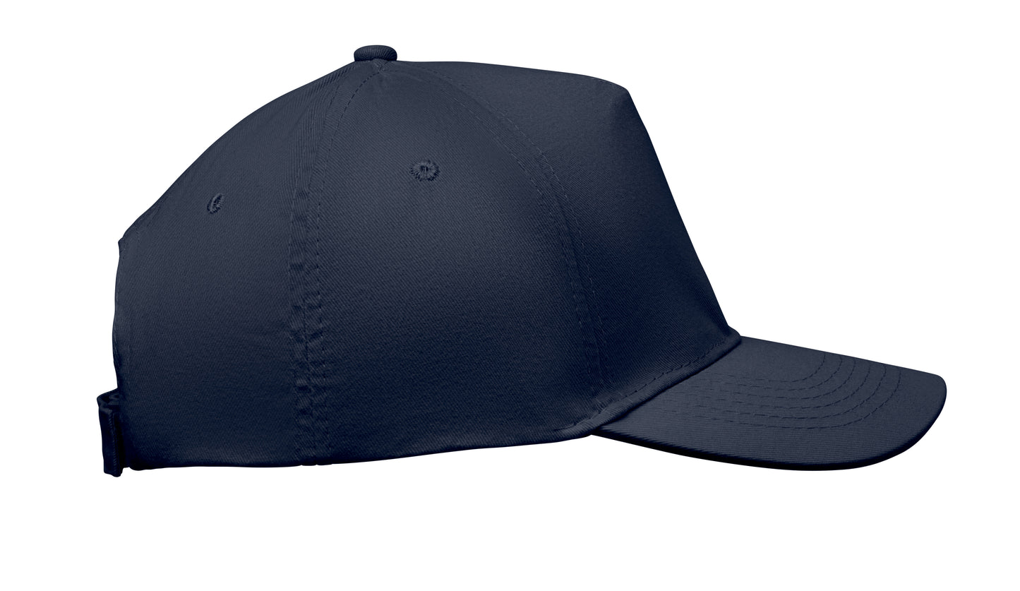 5-Panel-Baseball Cap aus Baumwolltwill 180 g/m² mit verstellbarem Klettverschluss.
