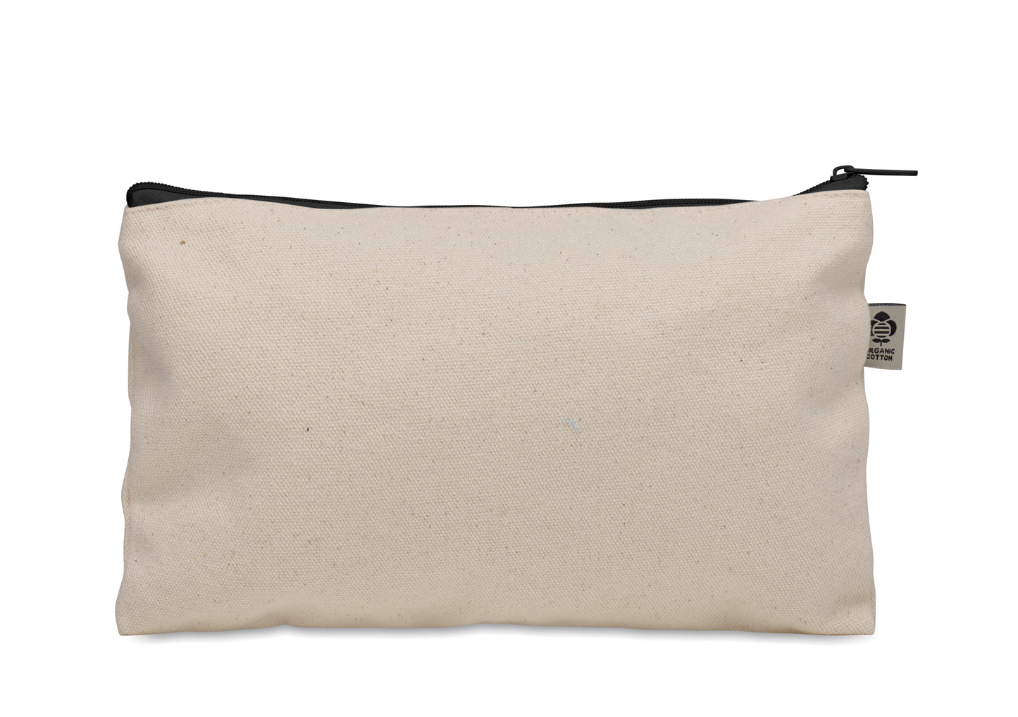 Kosmetiktasche aus Organic Cotton mit farbigem Reißverschluss. 340 g/m².