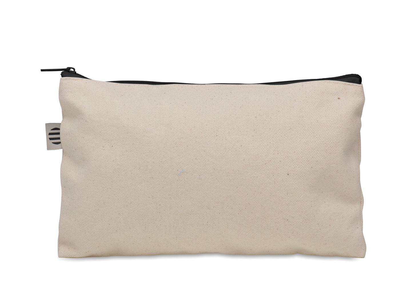 Kosmetiktasche aus Organic Cotton mit farbigem Reißverschluss. 340 g/m².