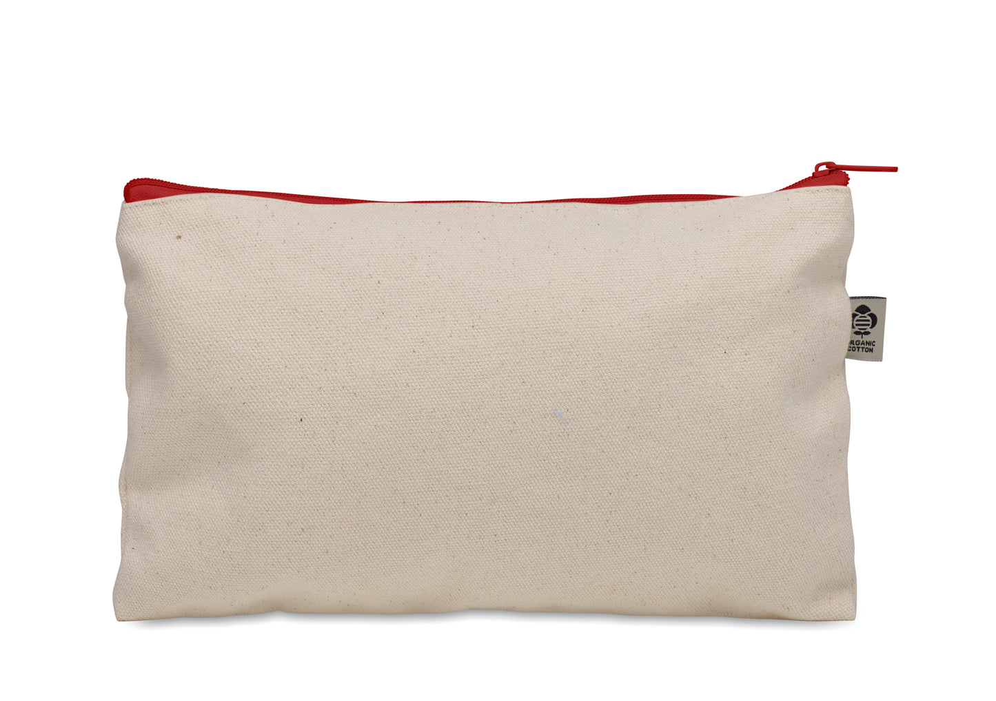 Kosmetiktasche aus Organic Cotton mit farbigem Reißverschluss. 340 g/m².