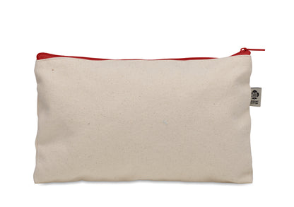 Kosmetiktasche aus Organic Cotton mit farbigem Reißverschluss. 340 g/m².