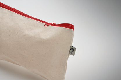 Kosmetiktasche aus Organic Cotton mit farbigem Reißverschluss. 340 g/m².