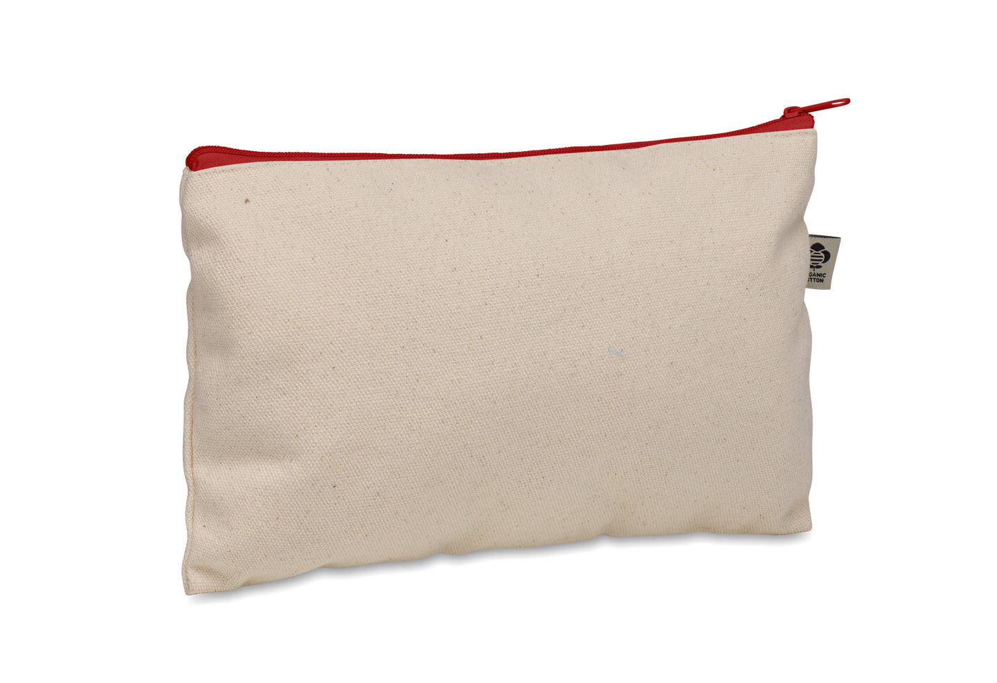 Kosmetiktasche aus Organic Cotton mit farbigem Reißverschluss. 340 g/m².