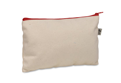 Kosmetiktasche aus Organic Cotton mit farbigem Reißverschluss. 340 g/m².