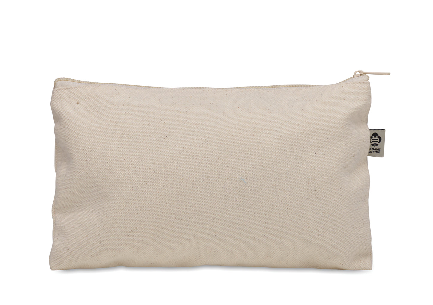 Kosmetiktasche aus Organic Cotton mit farbigem Reißverschluss. 340 g/m².