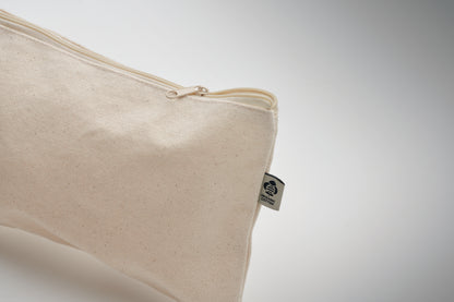 Kosmetiktasche aus Organic Cotton mit farbigem Reißverschluss. 340 g/m².