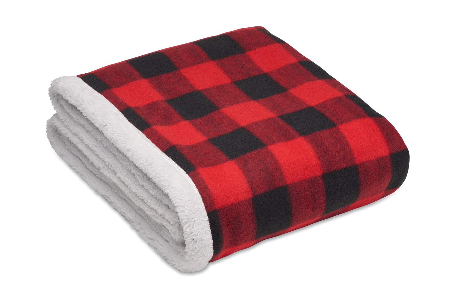 Fleece-Decke aus RPET-Polarfleece (180 g/m²). Rückseite aus Polyester-Sherpa (230 g/m²). Inkl. RPET-Nylon-Tragegriff.