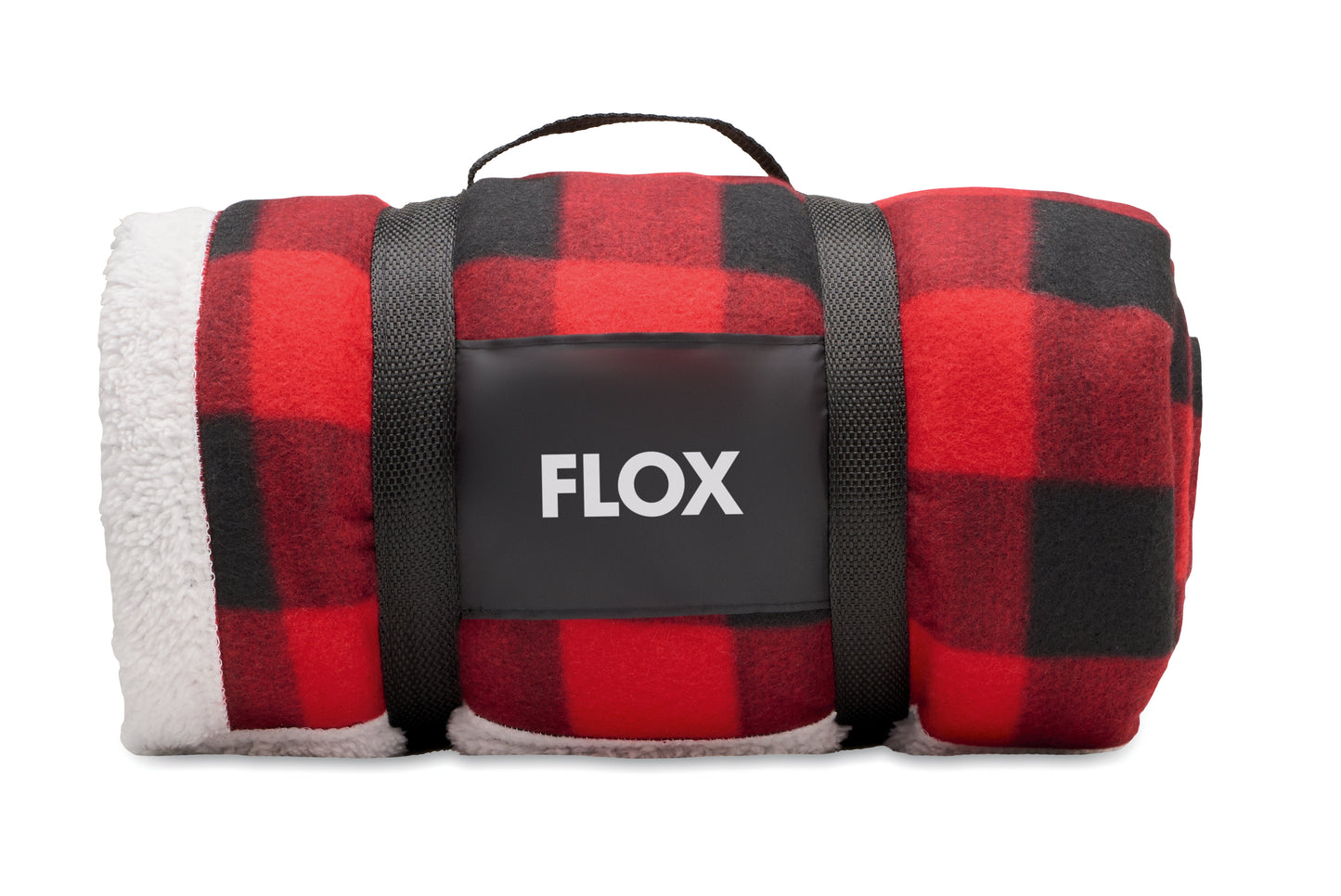 Fleece-Decke aus RPET-Polarfleece (180 g/m²). Rückseite aus Polyester-Sherpa (230 g/m²). Inkl. RPET-Nylon-Tragegriff.